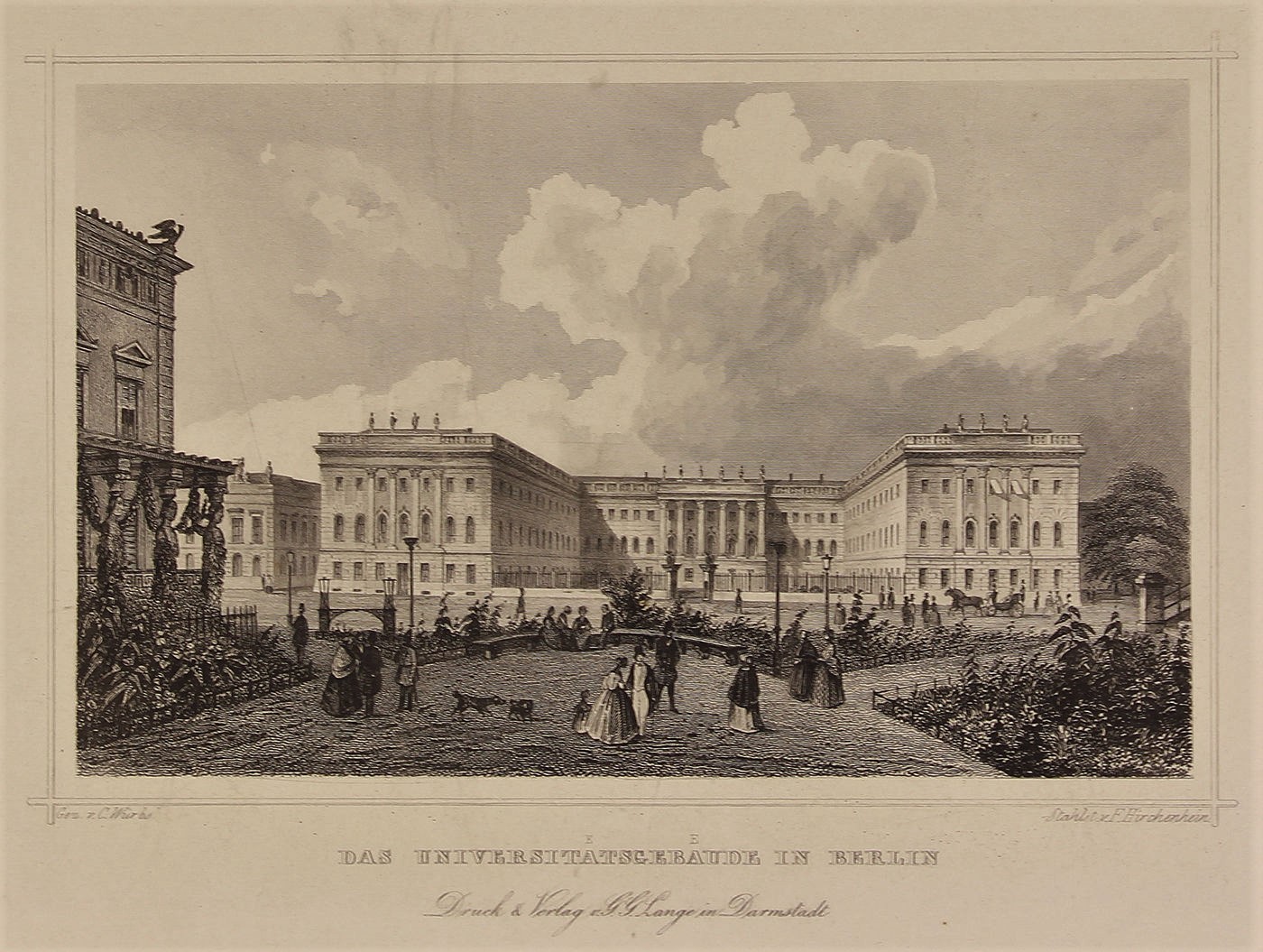 Das Universitätsgebäude in Berlin Stahlstich um 1850