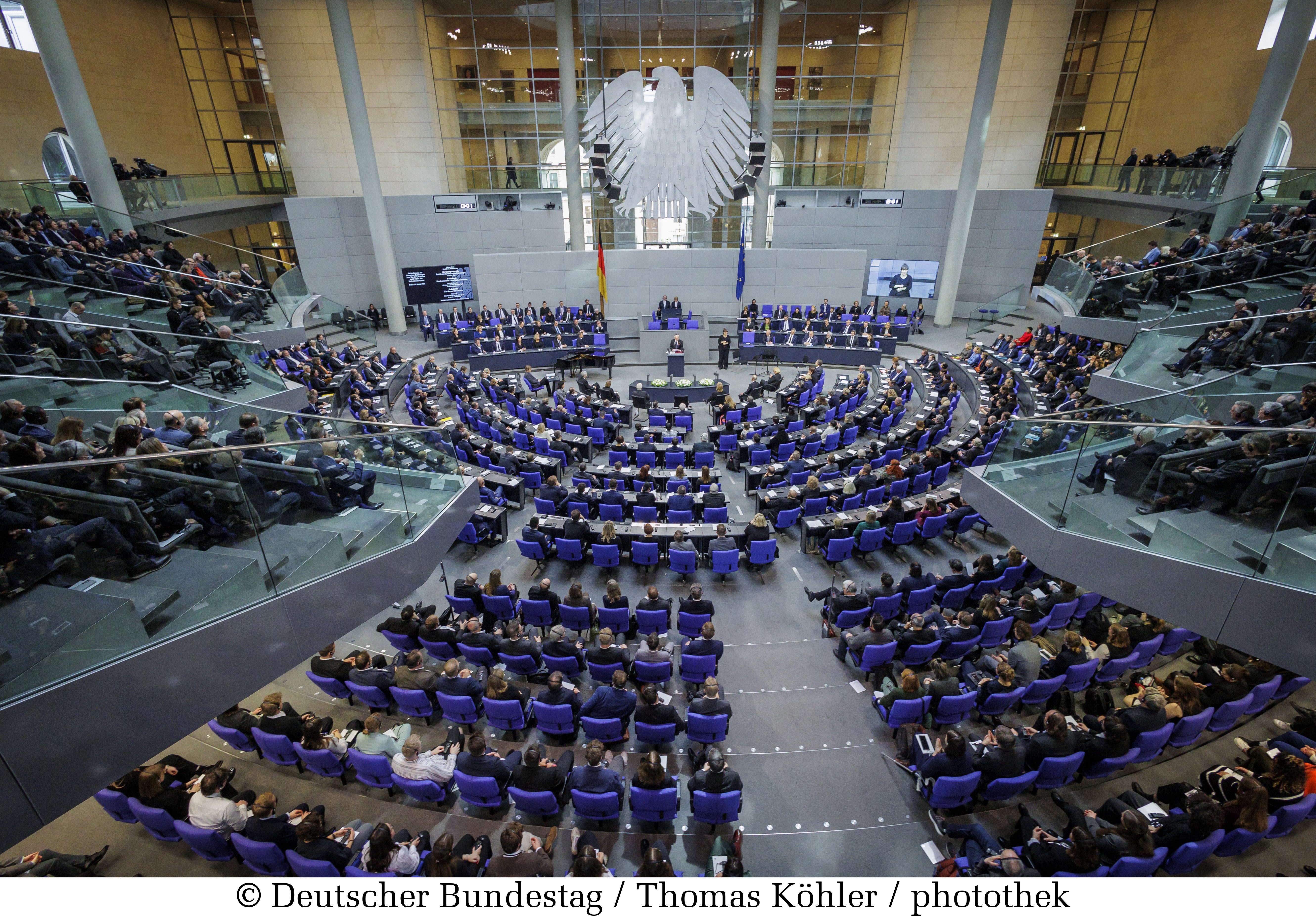 Gedenkstunde des Deutschen Bundestages für die Opfer des Nationalsozialismus. Blick ins Plenum.